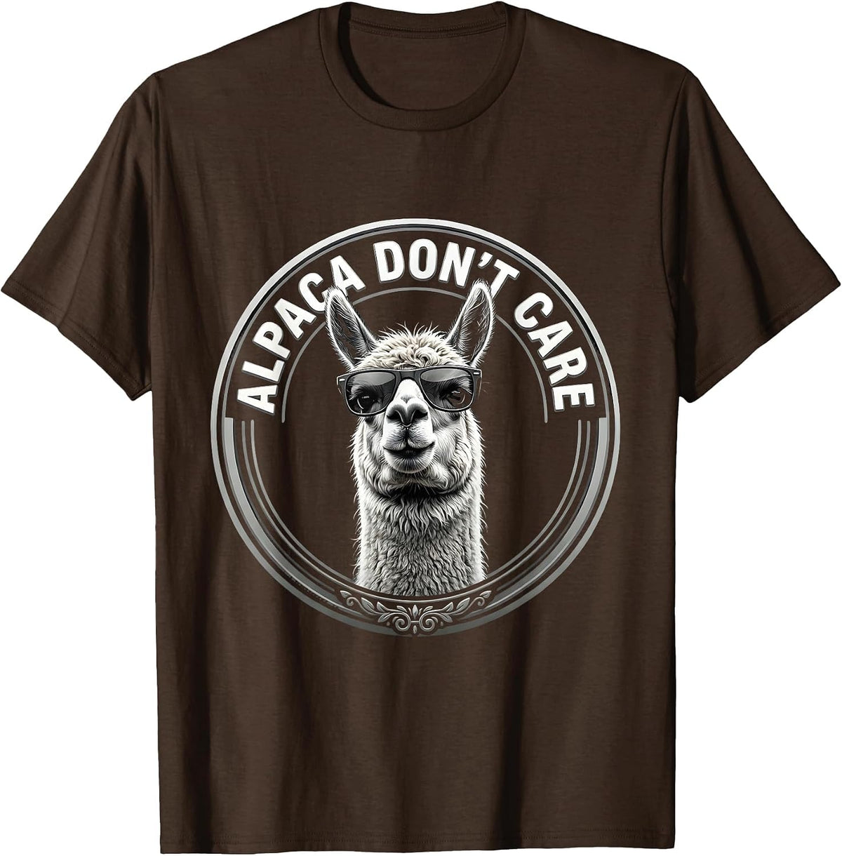 Alpaca Don't Care Peruvian Pride Design T-Shirt - Brown
