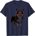 Pembroke Welsh Corgi Minimalist Badge Patch Line Art T-Shirt - Navy Blue