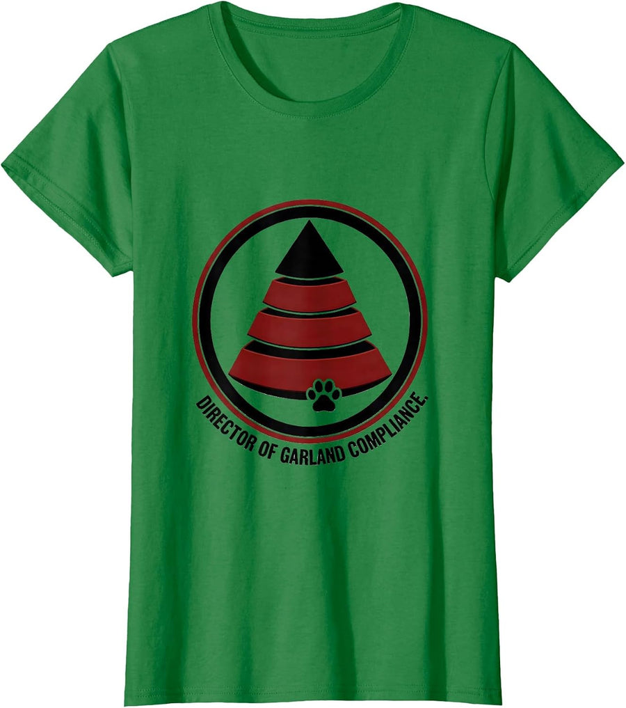 Women's Director Of Garland Compliance Funny Cat Lover Christmas T-Shirt - Kelly Green