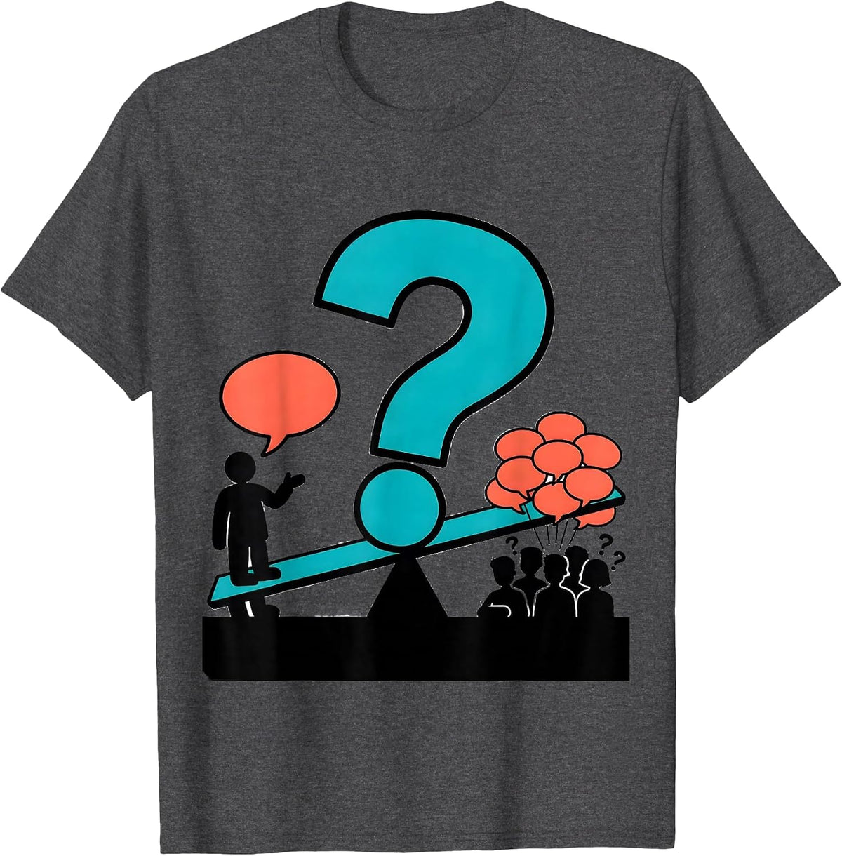 Men's Question Mark Teacher Funny Grammar Humor Gift T-Shirt - Dark Heather Grey