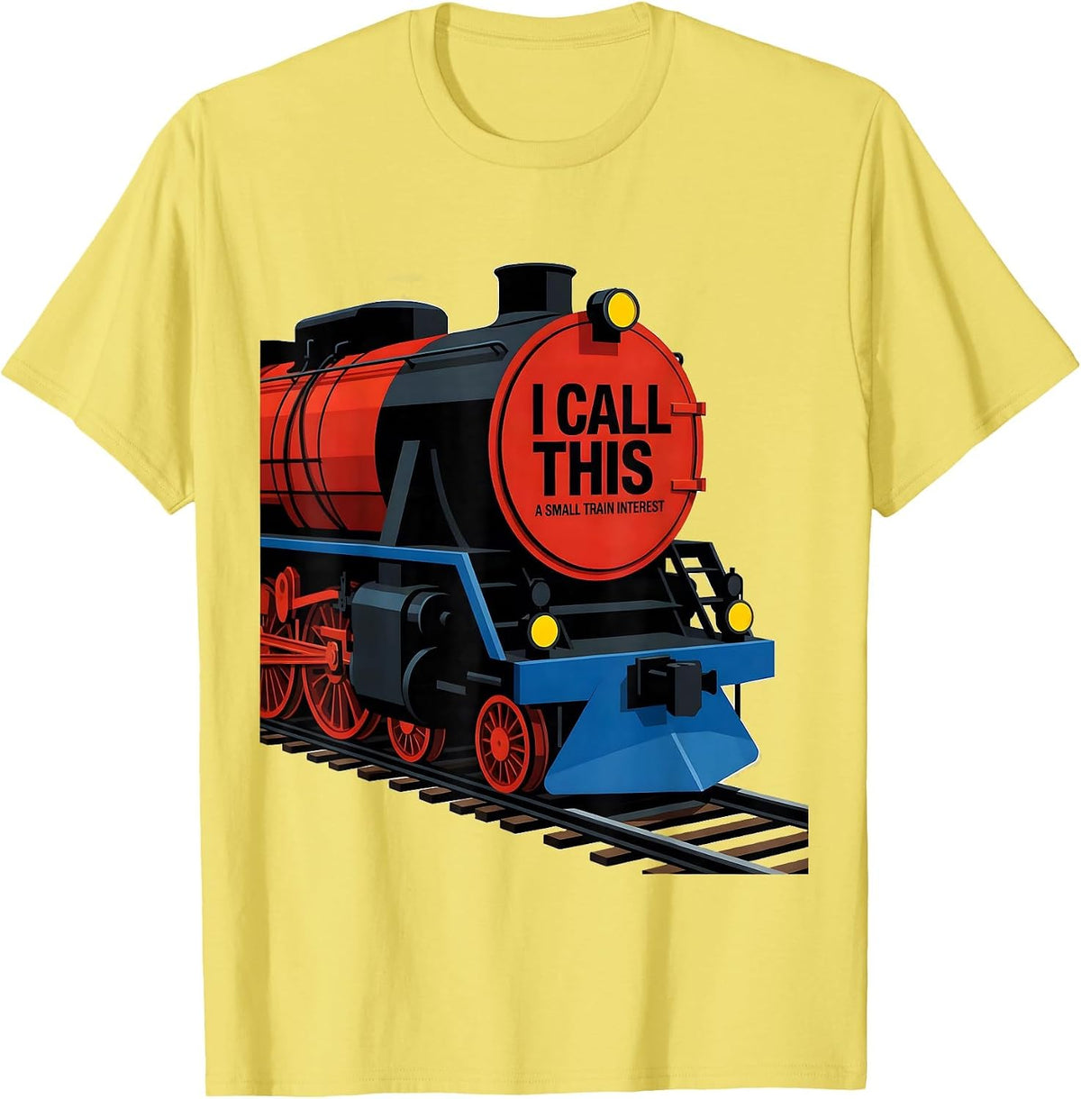 Men's I Call This A Small Train Interest Funny Train Enthusiast T-Shirt - Lemon Yellow