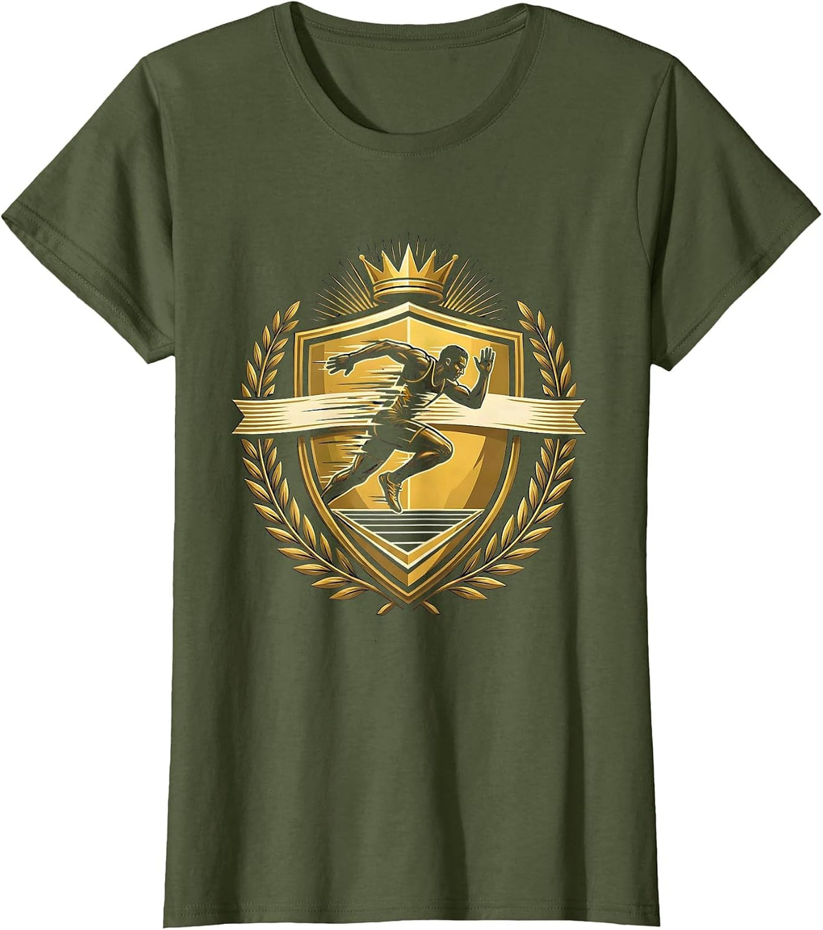 Women's Sprinter Finish Line Burst Running Graphic T-Shirt - Olive Green
