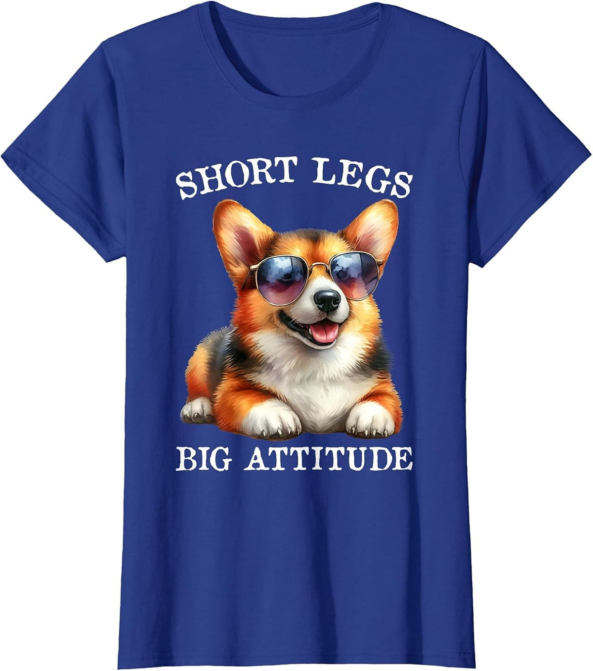 Funny Corgi Short Legs Big Attitude Cute Dog Men Women T-Shirt - Royal Blue