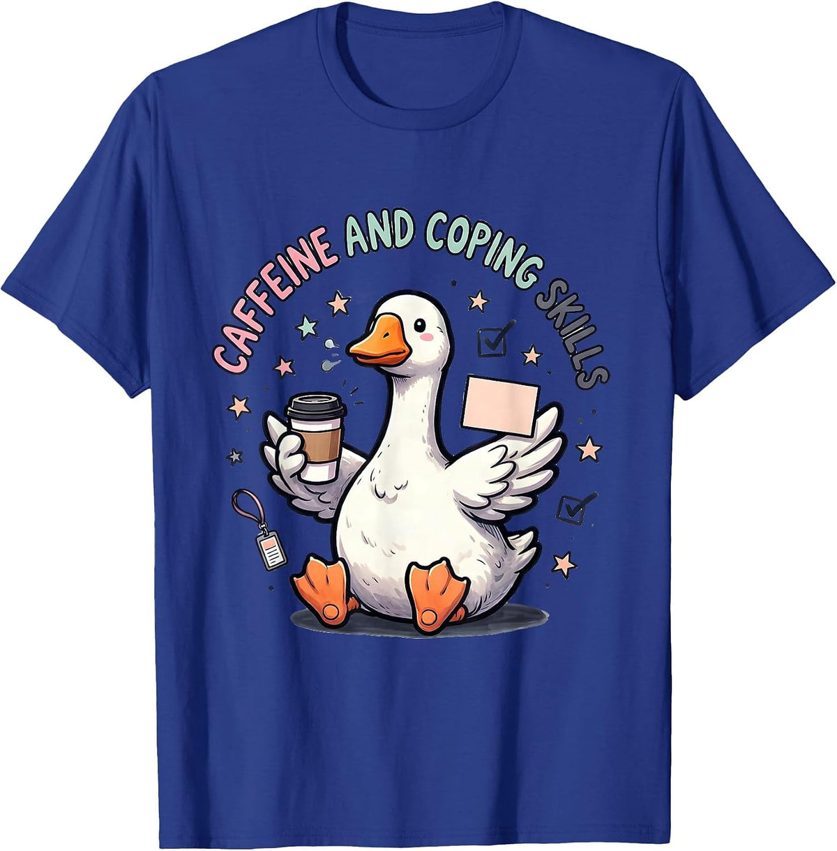 Caffeine And Coping Skills Funny Mental Health Counselor T-Shirt - Royal Blue