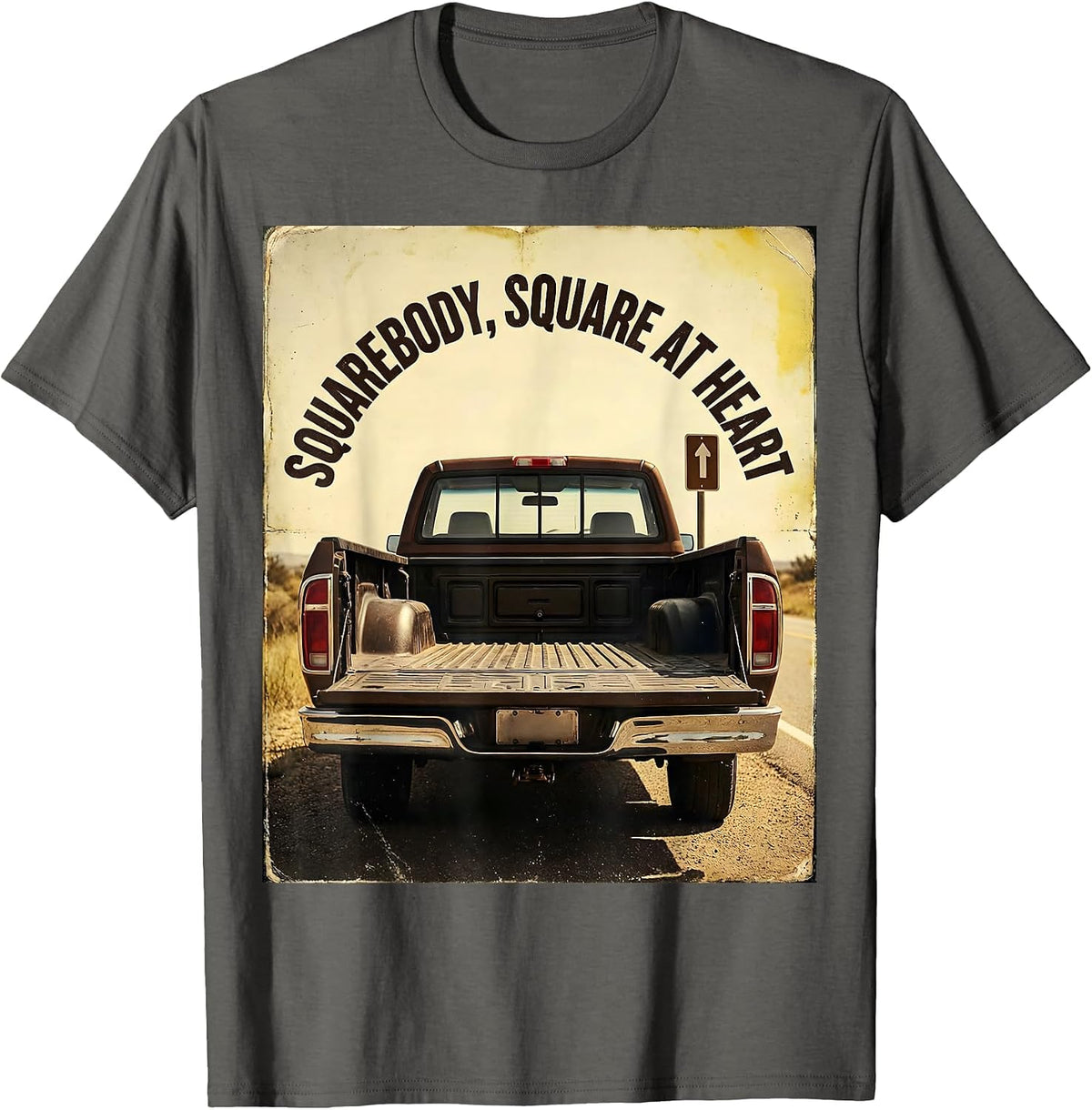 Men's Squarebody, Square At Heart Vintage Classic Pickup Truck T-Shirt - Asphalt Grey