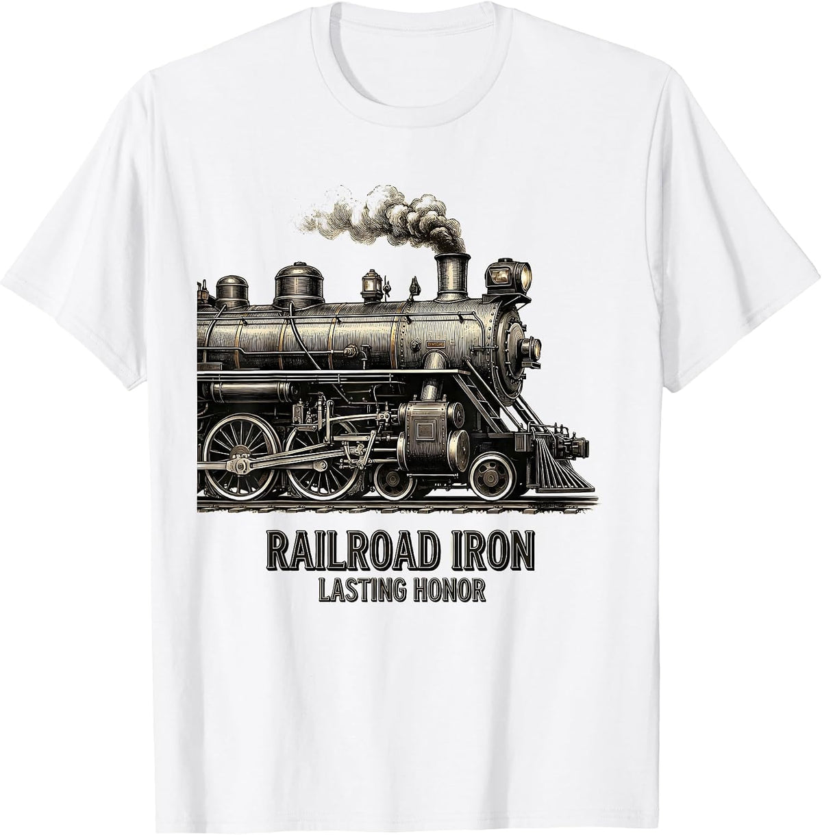 Men's Railroad Iron Lasting Honor Steam Locomotive Railroad T-Shirt - White