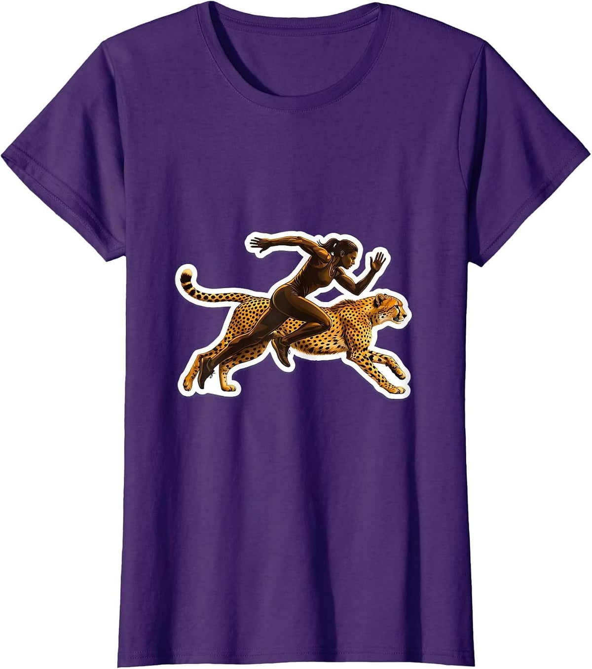 Women's Cheetah Sprint Do It Lady Runner Graphic T-Shirt - Purple