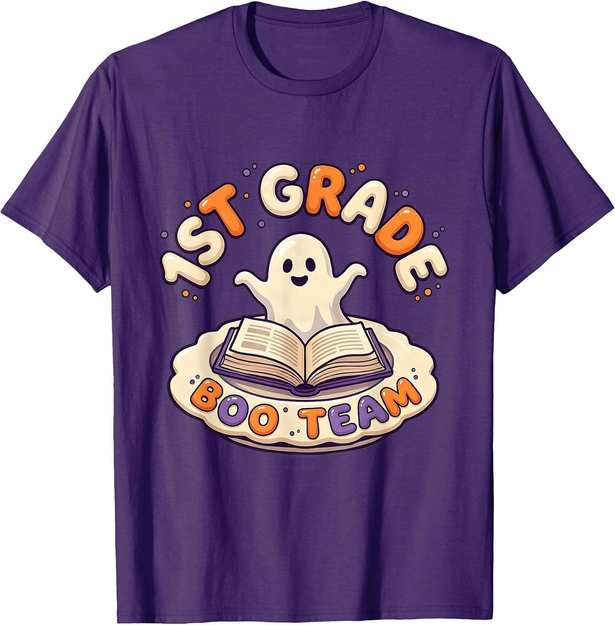 Men's 1st Grade Boo Team Cute Halloween Teacher School Spirit T-Shirt - Purple