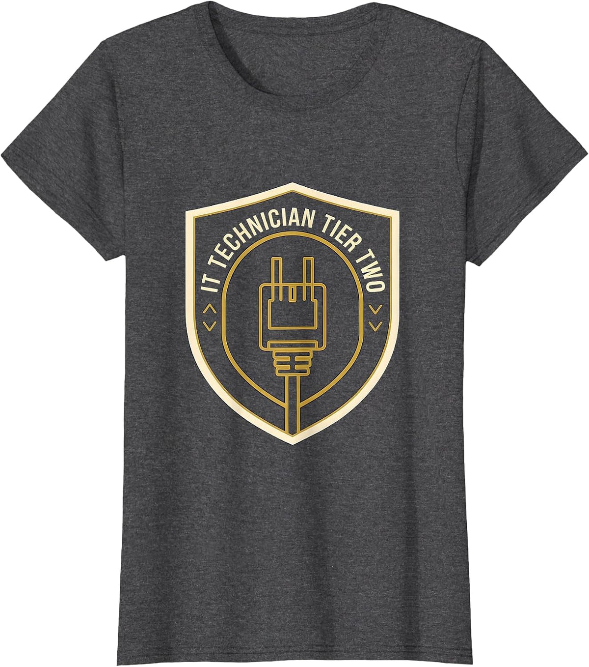 Women's IT Technician Tier Two Funny IT Support Sarcastic Tech Humor T-Shirt - Dark Heather Grey