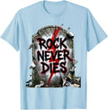 Men's Rock Never Dies Bold Graphic Music Design T-Shirt - Baby Blue