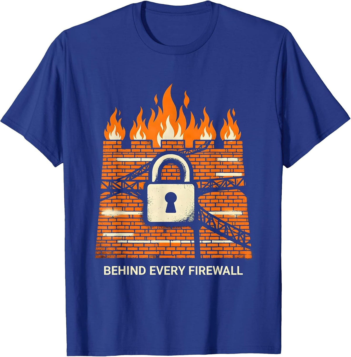 Men's Behind Every Firewall Cybersecurity Design T-Shirt - Royal Blue