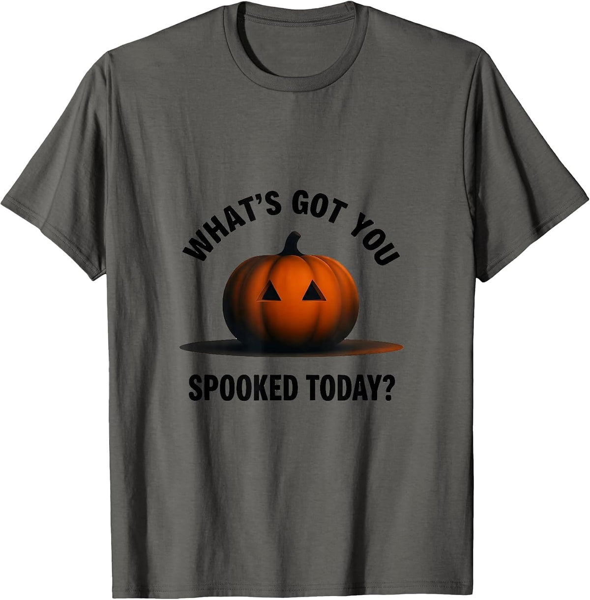 Men's What's Got You Spooked Today Minimalist Halloween School T-Shirt - Asphalt Grey