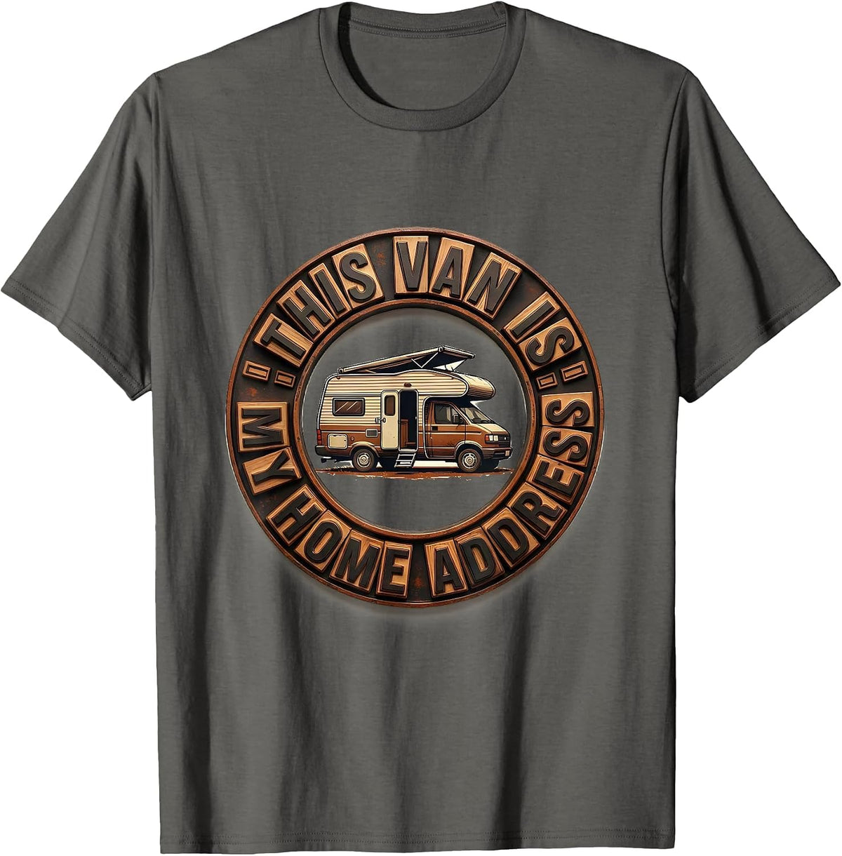 Men's This Van Is My Home Address Retro Van Life Nomads Vanlife T-Shirt - Asphalt Grey