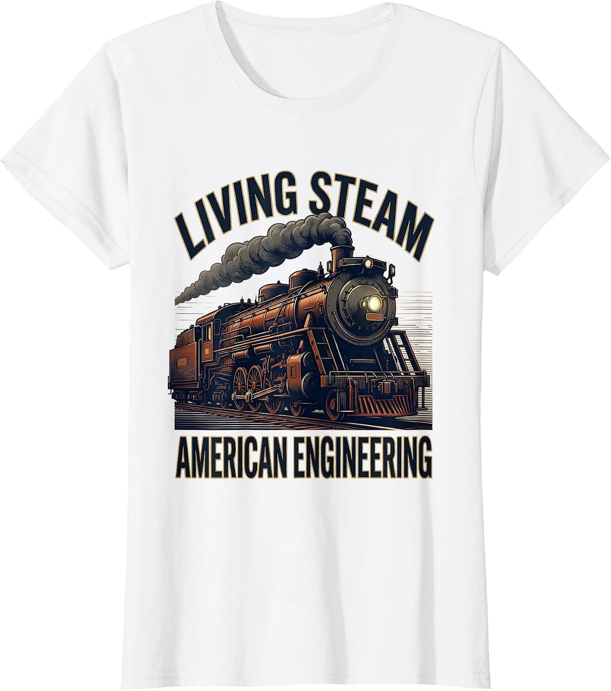 Women's Living Steam American Engineering Patriotic Big Boy 4014 T-Shirt - White