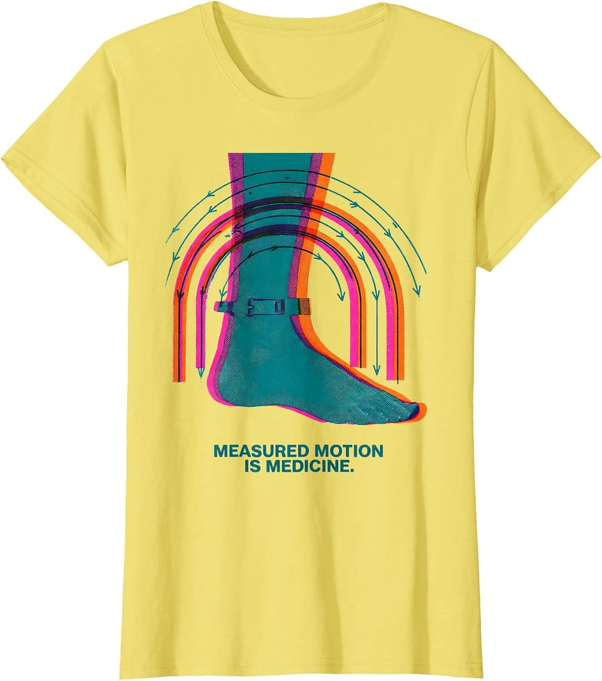 Measured Motion Is Medicine Risograph Physical Therapy PT T-Shirt - Lemon Yellow