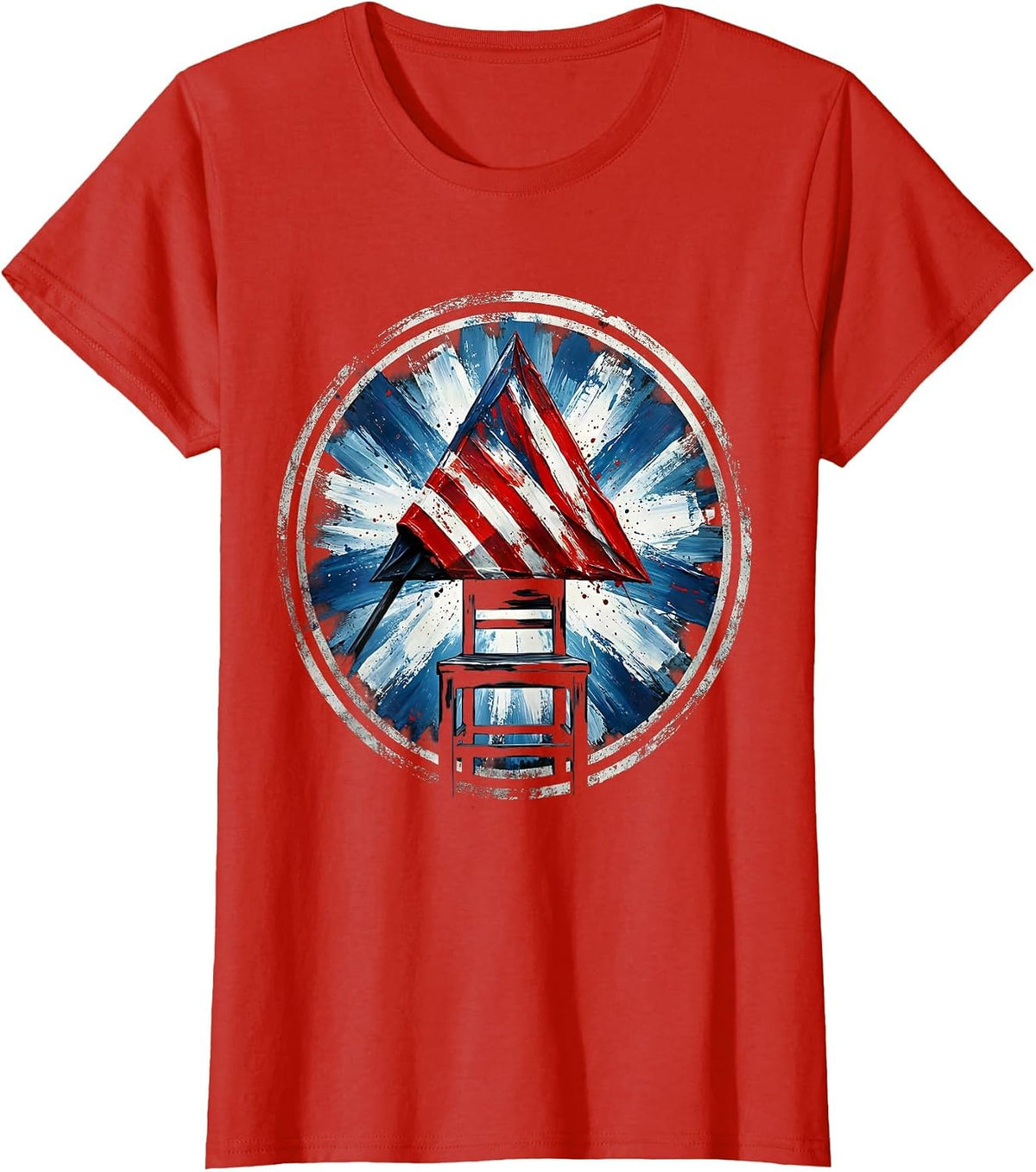 Folded Flag Empty Chair September 11 Memorial T-Shirt - Red