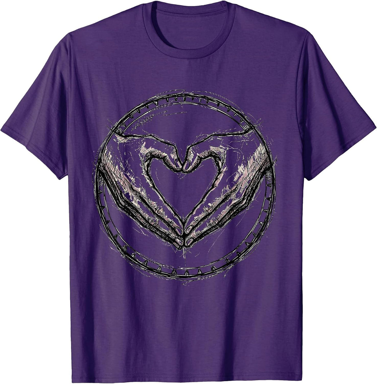 Interlocked Hands Heart Pride Graphic Design T-Shirt - Purple