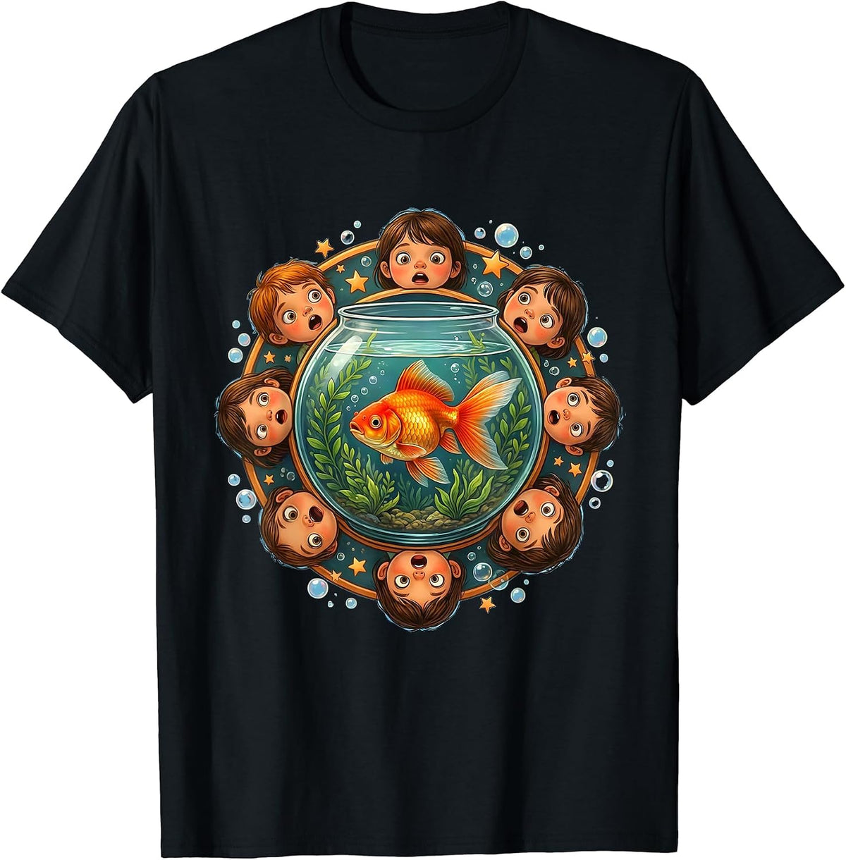 Men's Preschool Teacher Fishbowl Curious Kids Graphic T-Shirt - Black
