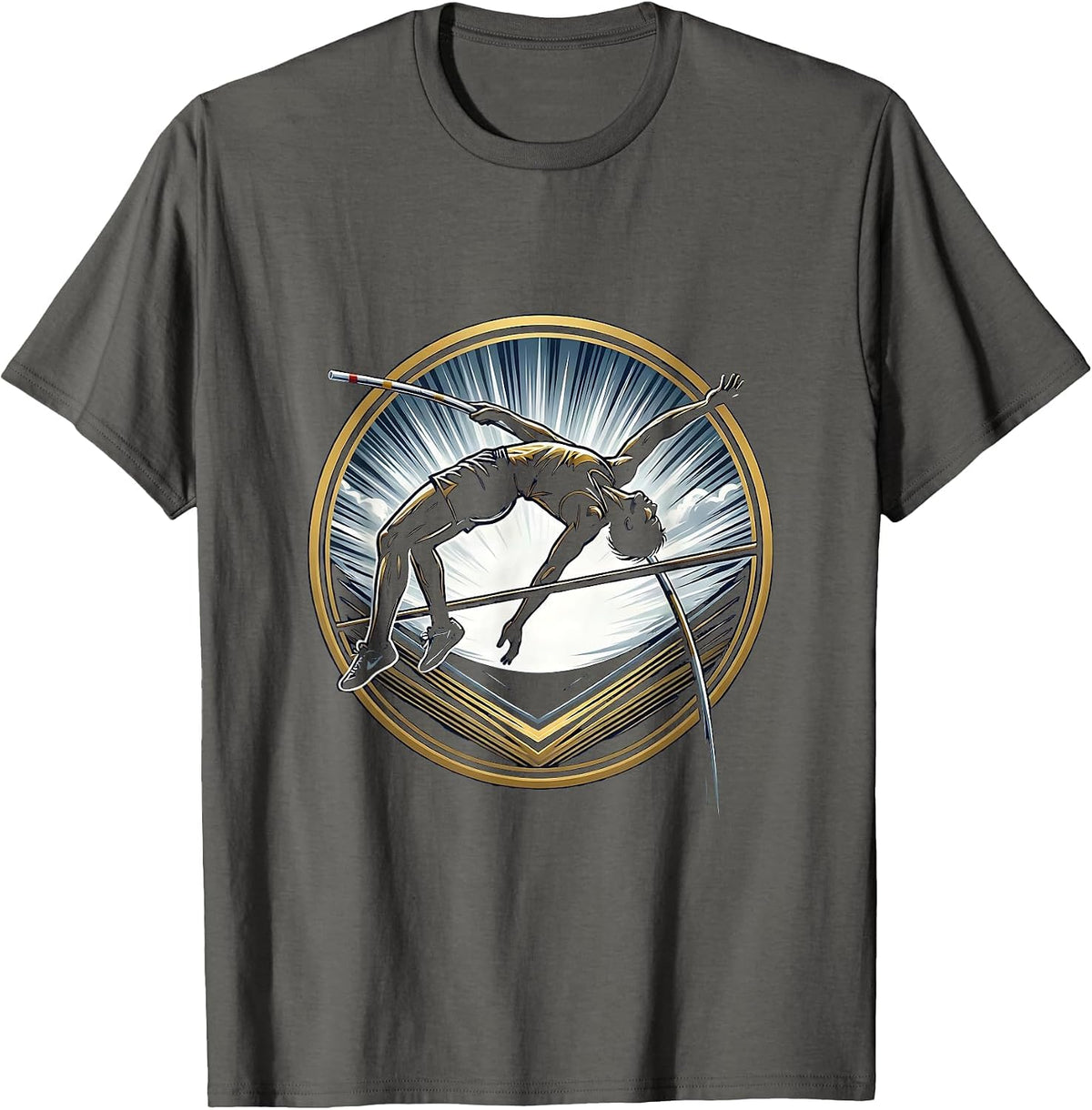 Men's Pole Vaulter Stormy Sky Athletic Graphic T-Shirt - Asphalt Grey