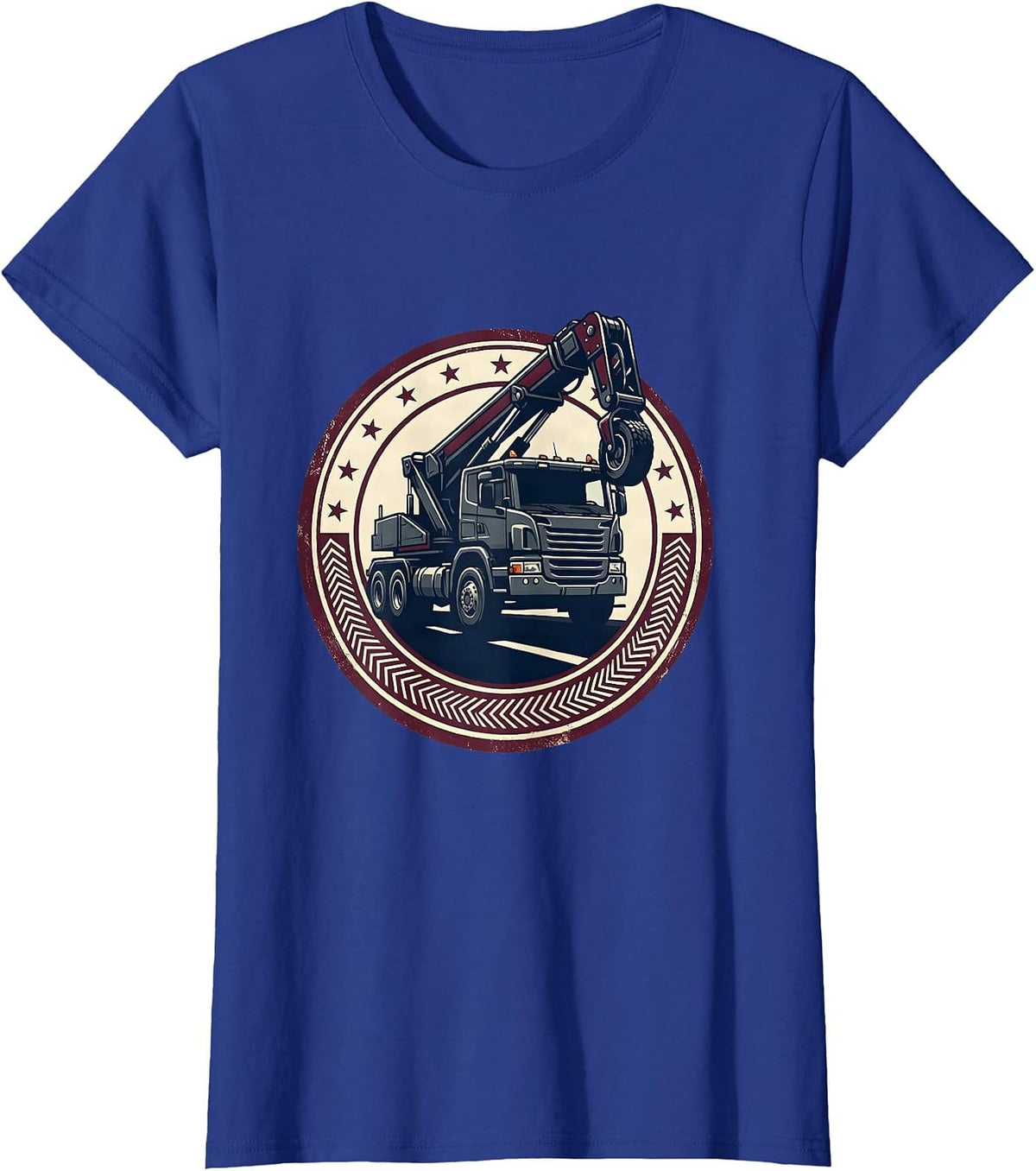 Women's Recovery Truck Emblem Patriotic Driver Occupation Pride T-Shirt - Royal Blue