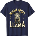 Night Shift Llama Funny Llama Humor Novelty Gift T-Shirt - Navy Blue