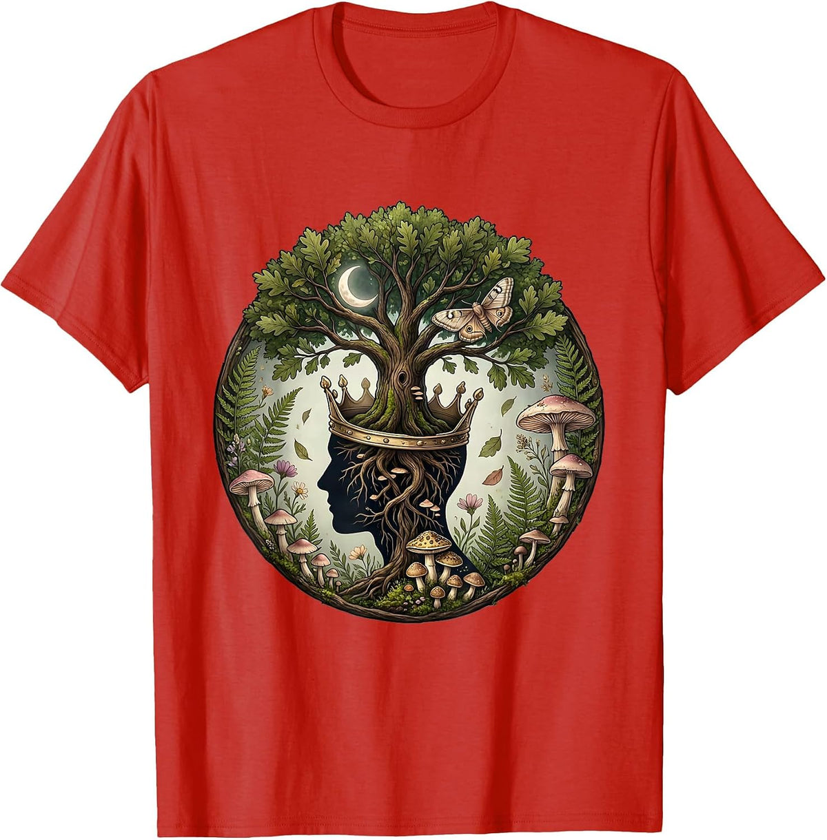 Men's Mental Health Tree of Growth Illustration T-Shirt - Red