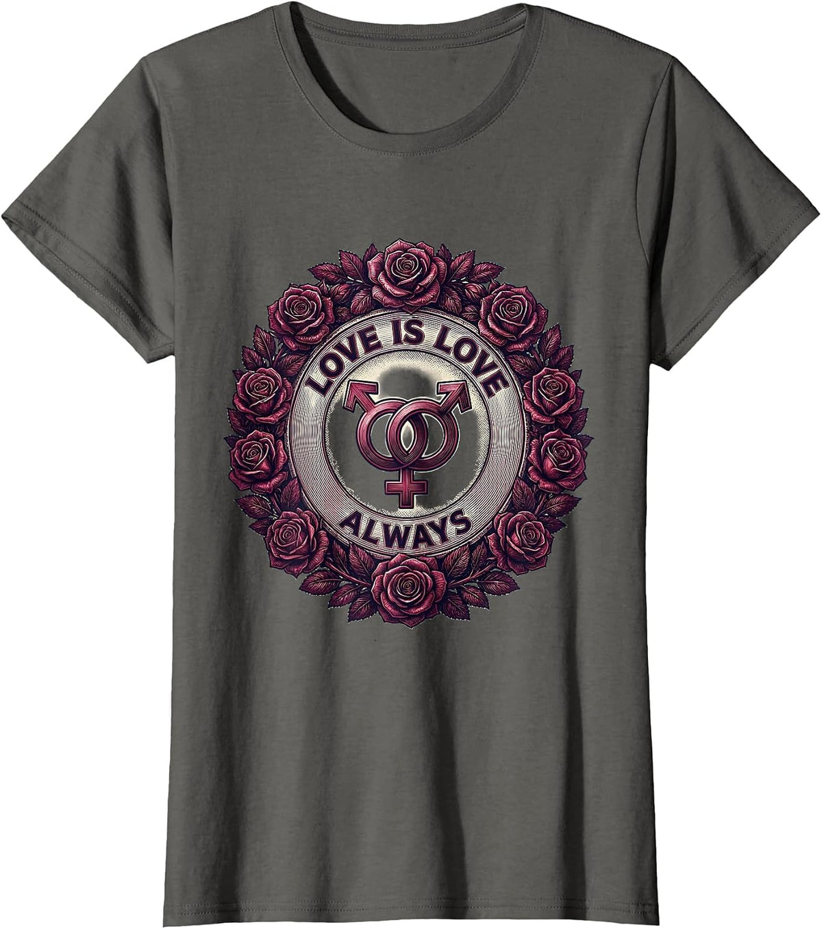 Women's Love Is Love Always LGBTQ Pride Design T-Shirt - Asphalt Grey