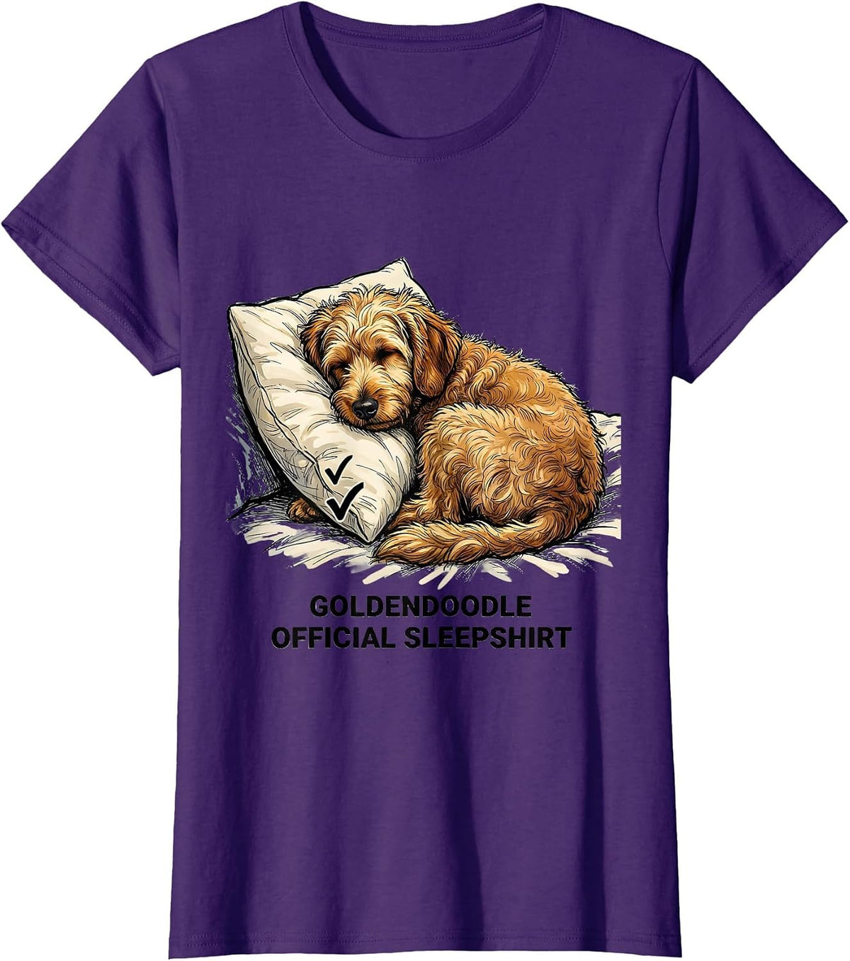 Women's Goldendoodle Official Sleepshirt Breed Lover Napping Pajamas T-Shirt - Purple