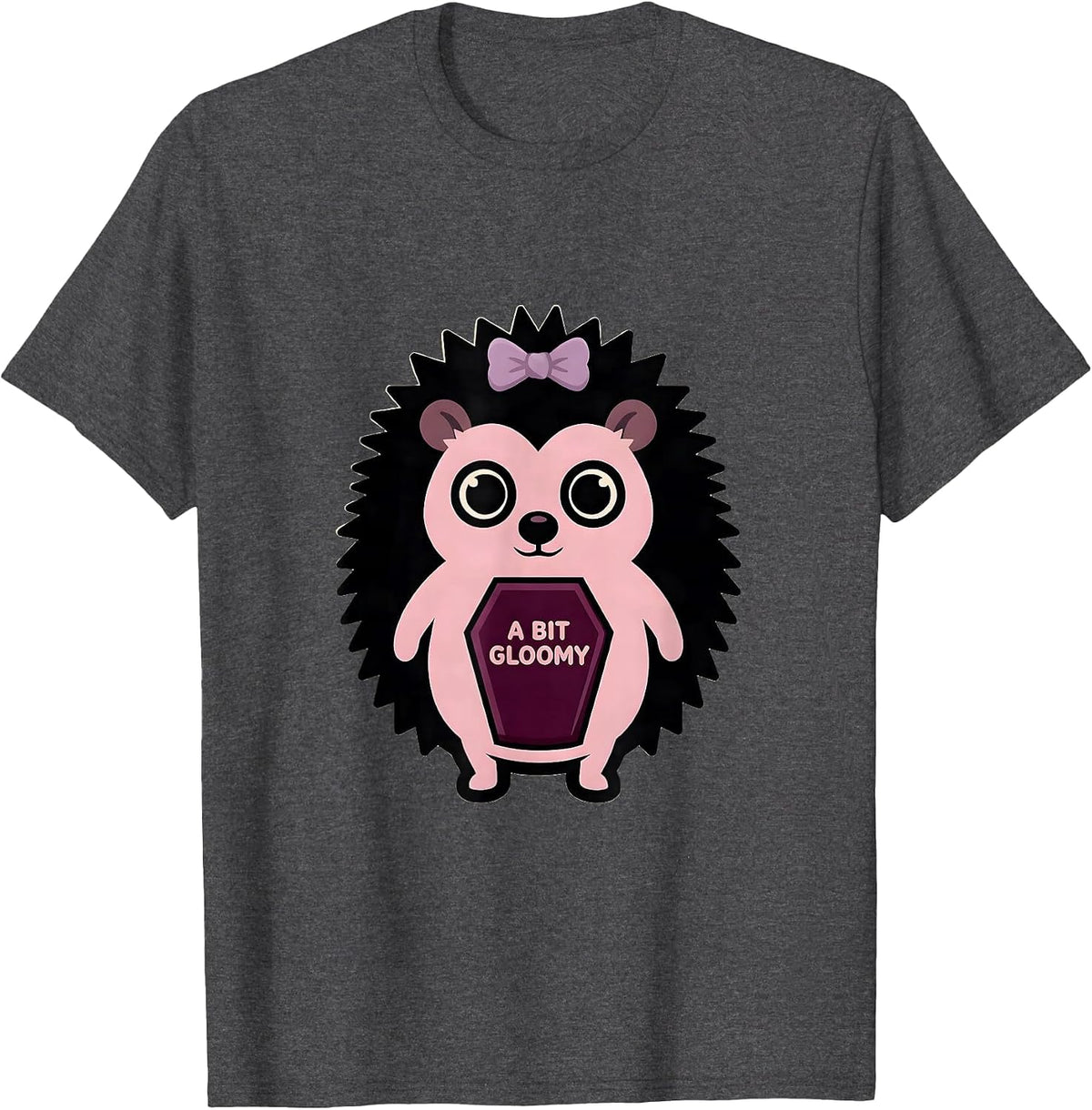 Men's A Bit Gloomy Pastel Goth Kawaii Creepy Cute Plush Hedgehog T-Shirt - Dark Heather Grey