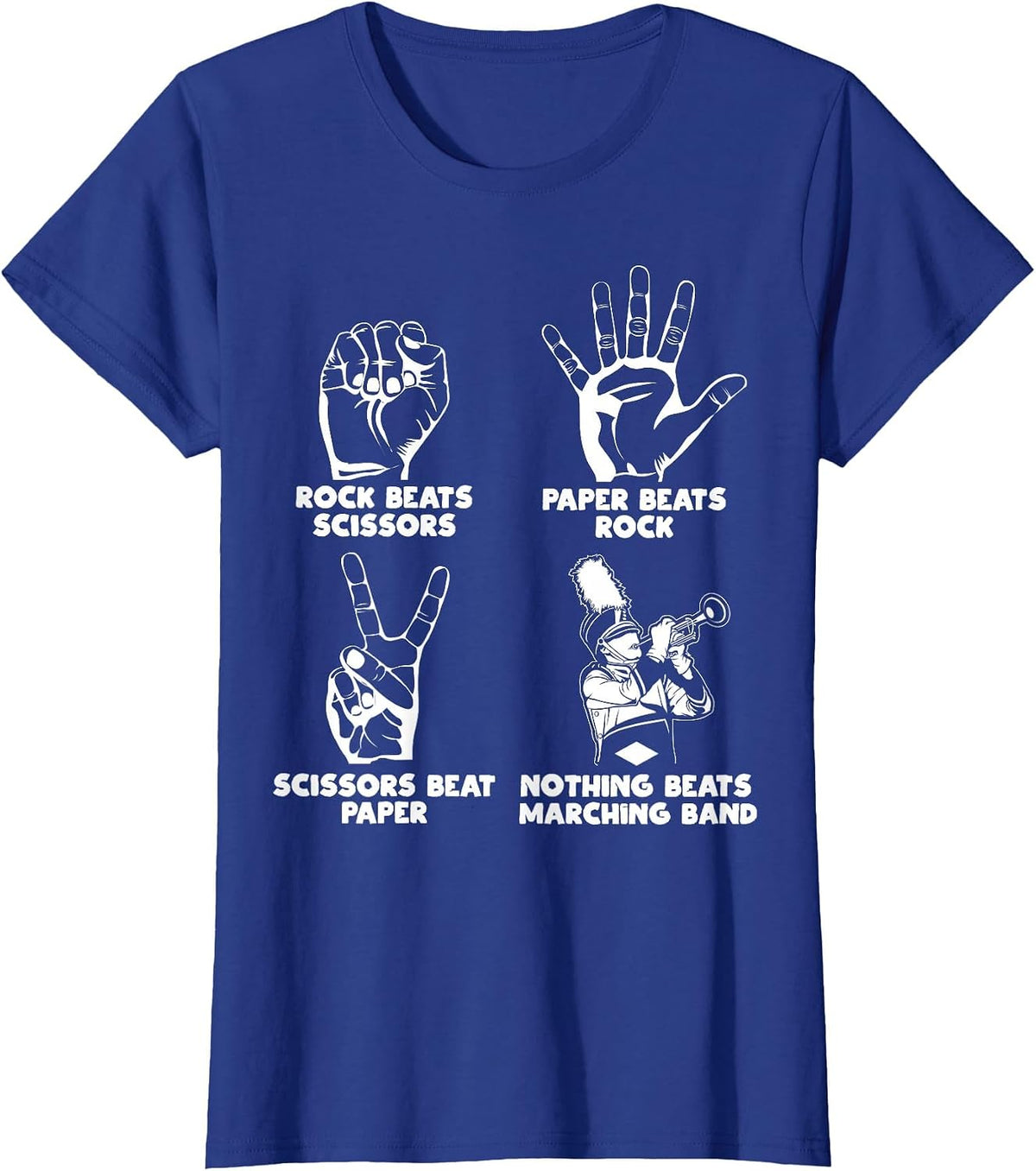 Nothing Beats Marching Band Rock Paper Scissors Funny Meme T-Shirt - Royal Blue