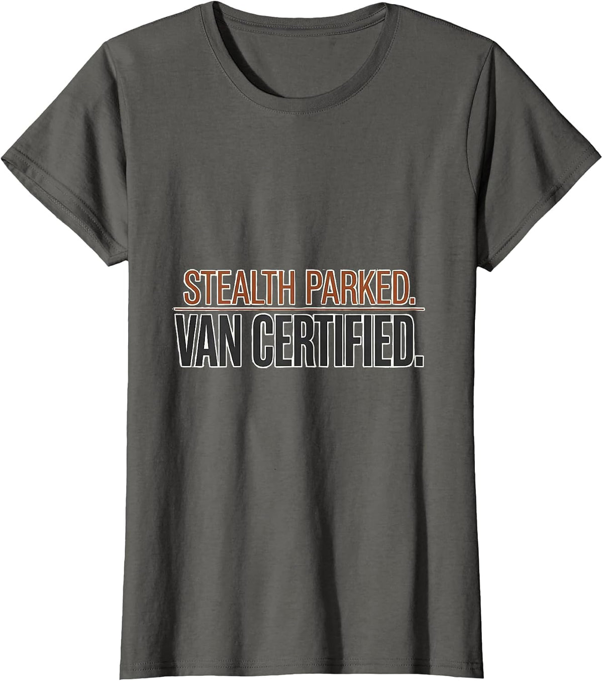 Women's Stealth Parked Van Certified Retro Van Life Nomads T-Shirt - Asphalt Grey