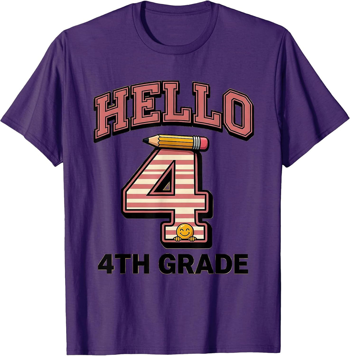 Hello 4th Grade Cute Back To School Teacher Student First T-Shirt - Purple