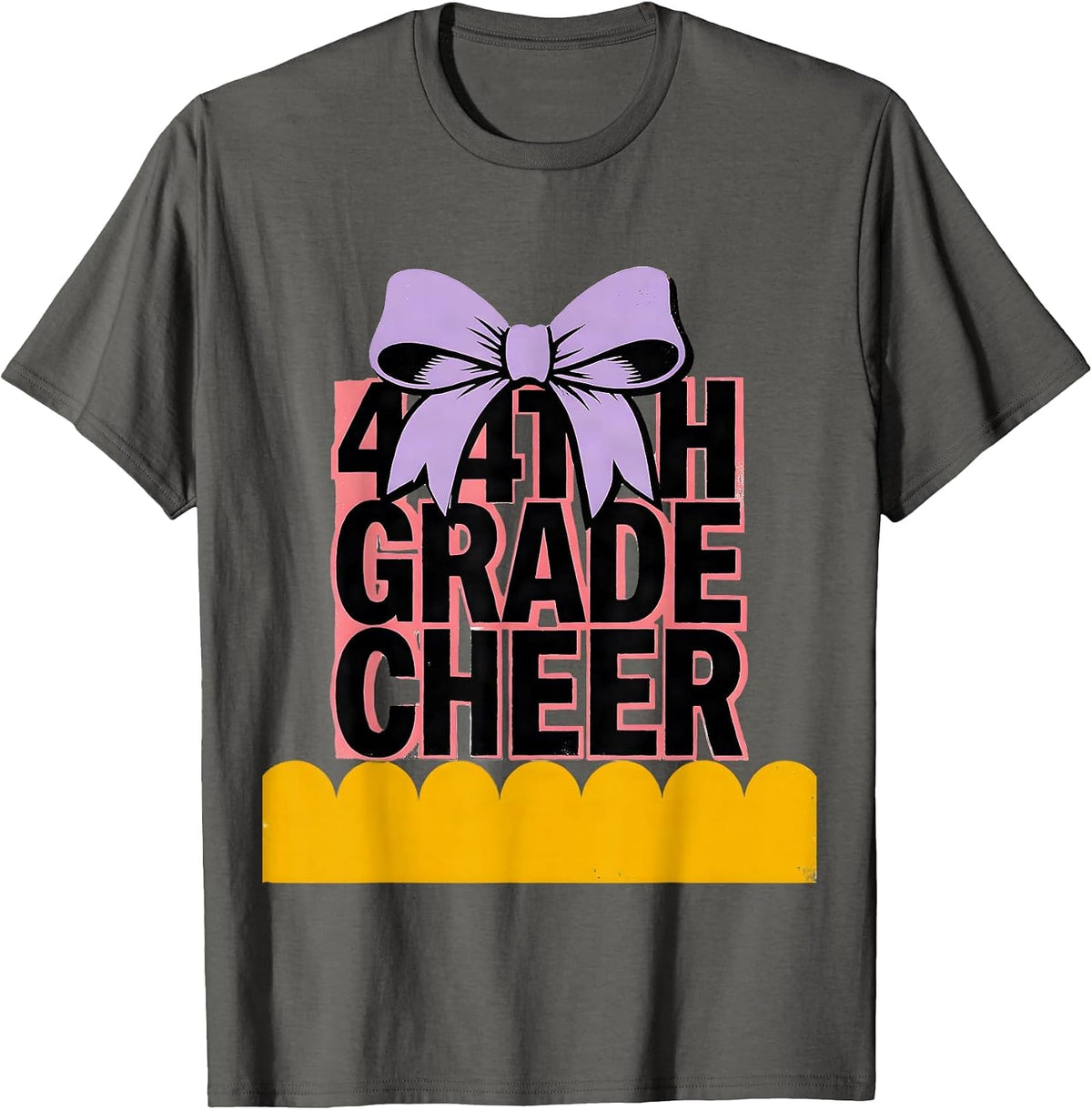 4th Grade Cheer Coquette Bow Back to School Fourth Grade T-Shirt - Asphalt Grey