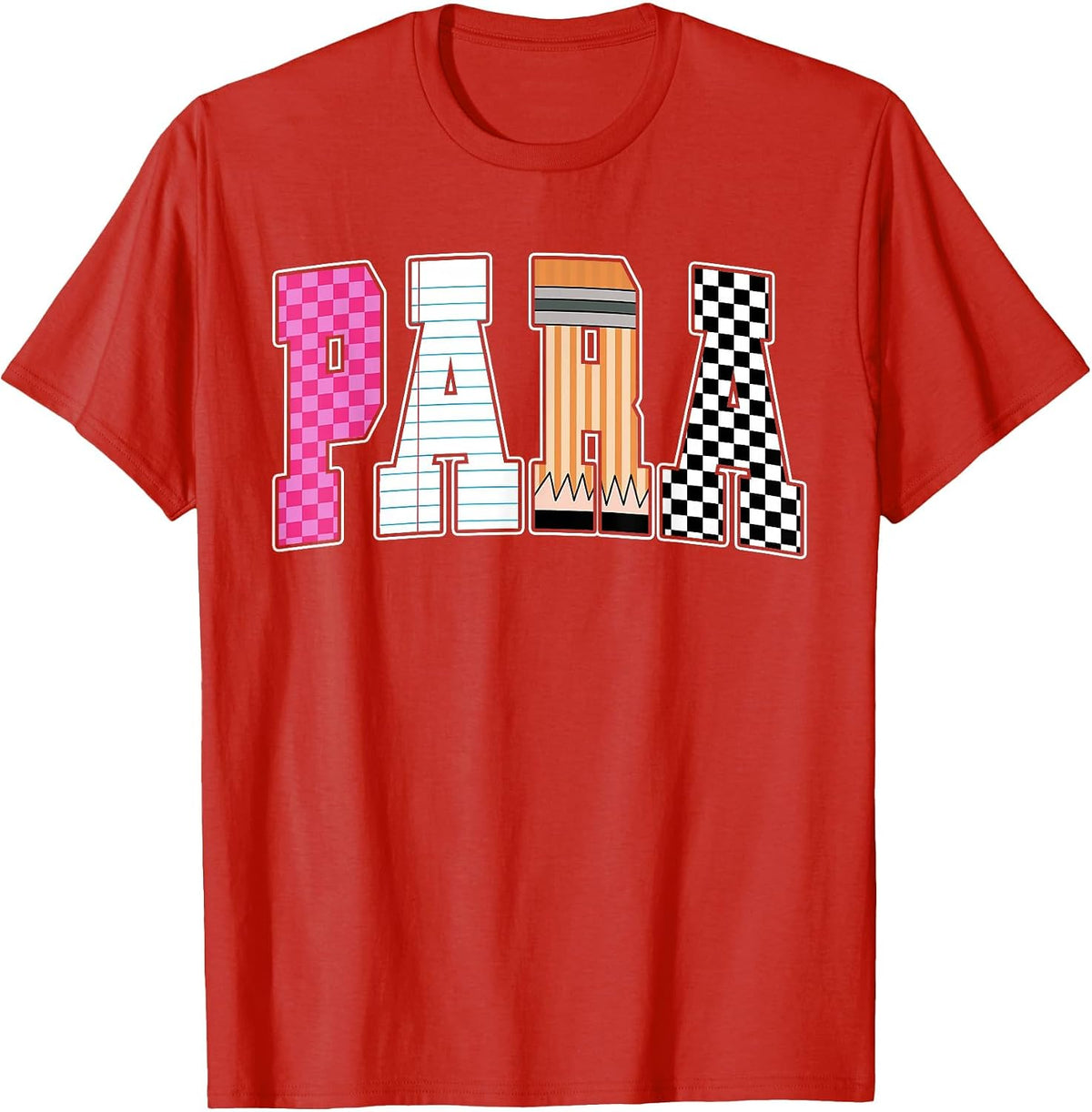 Back to School Teacher para, Preppy Checkered para Life T-Shirt - Red