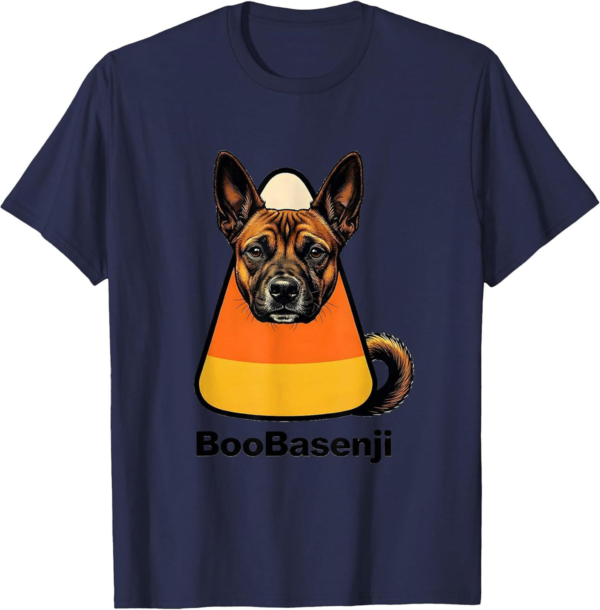 Men's BooBasenji Funny Basenji Dog Halloween Costume Humor T-Shirt - Navy Blue