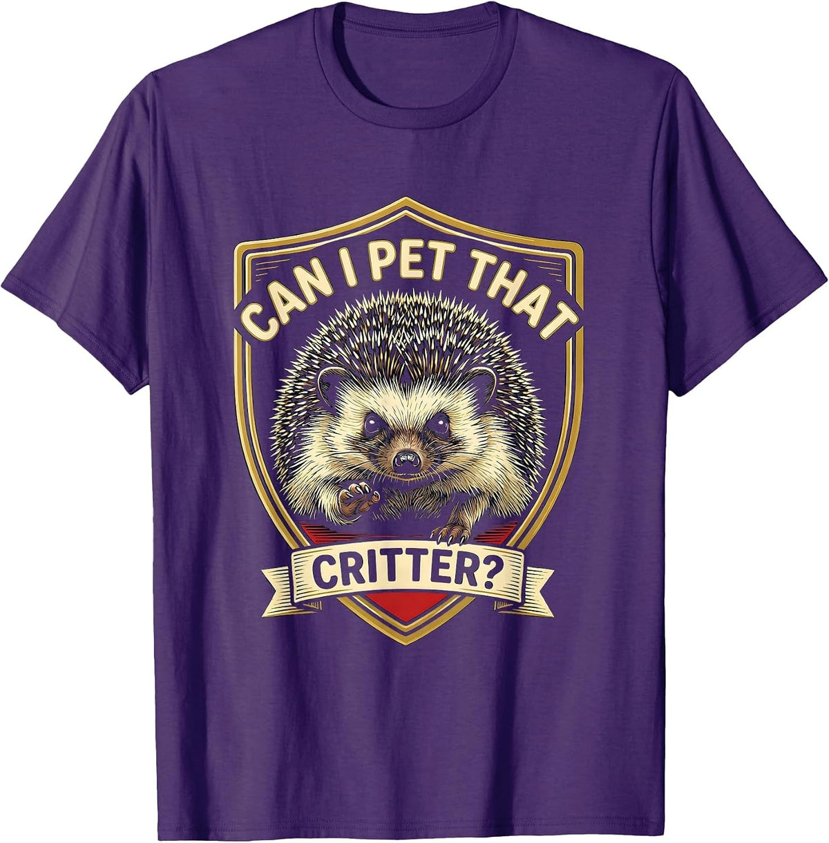 Can I Pet That Critter Funny Animal Lover Hiking Meme Humor T-Shirt - Purple