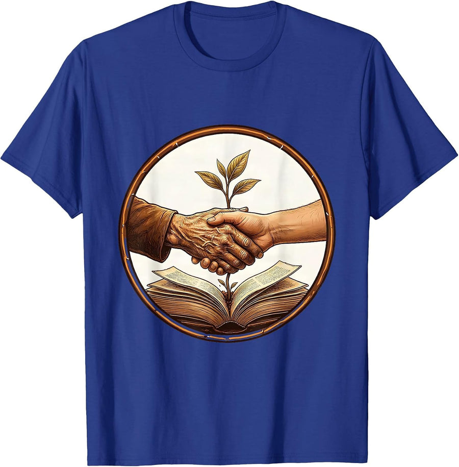 Sealed Hands Passing Knowledge Black History Month Pride T-Shirt - Royal Blue