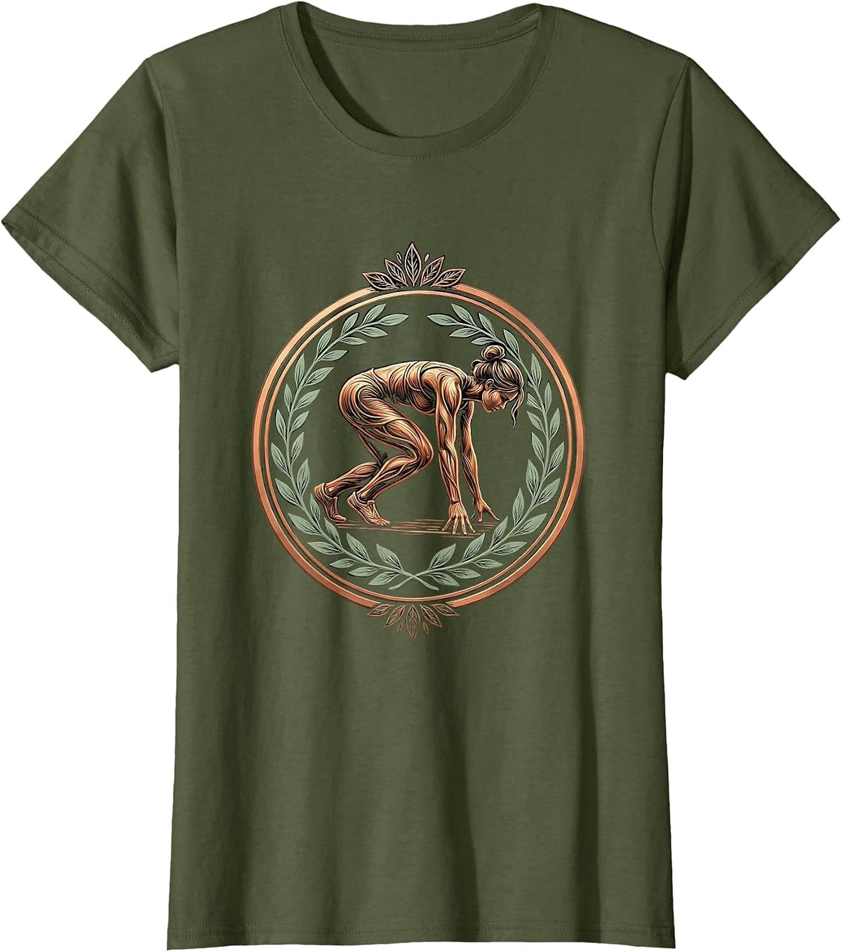 Women's Athlete at the Starting Block Graphic Tee T-Shirt - Olive Green