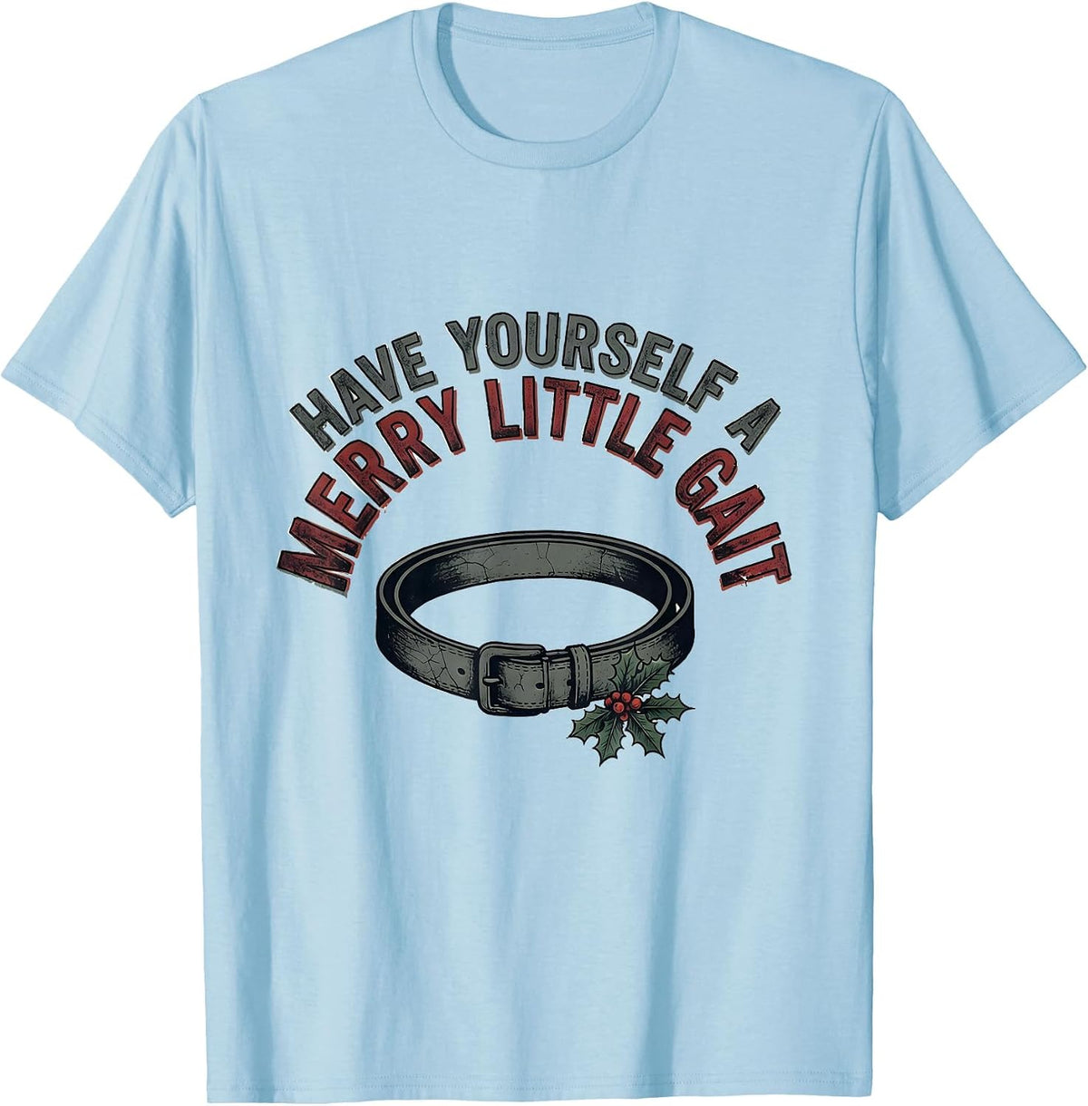 Men's Have Yourself A Merry Little Gait Distressed Physical T-Shirt - Baby Blue