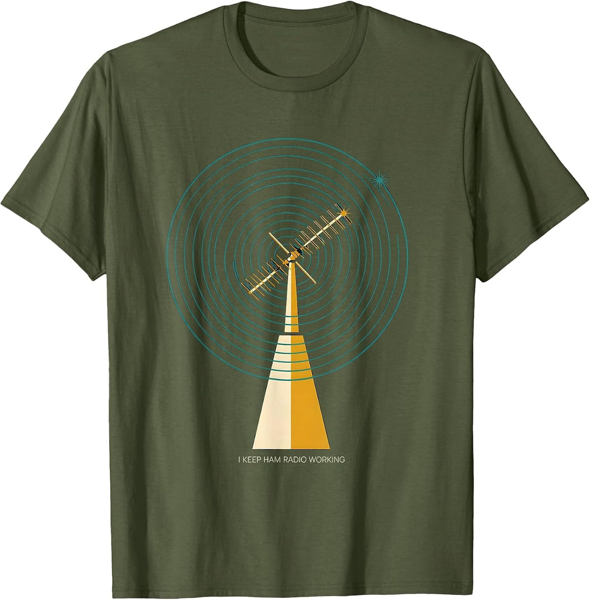 Men's I Keep Ham Radio Working Midcentury Modern Amateur Radio T-Shirt - Olive Green