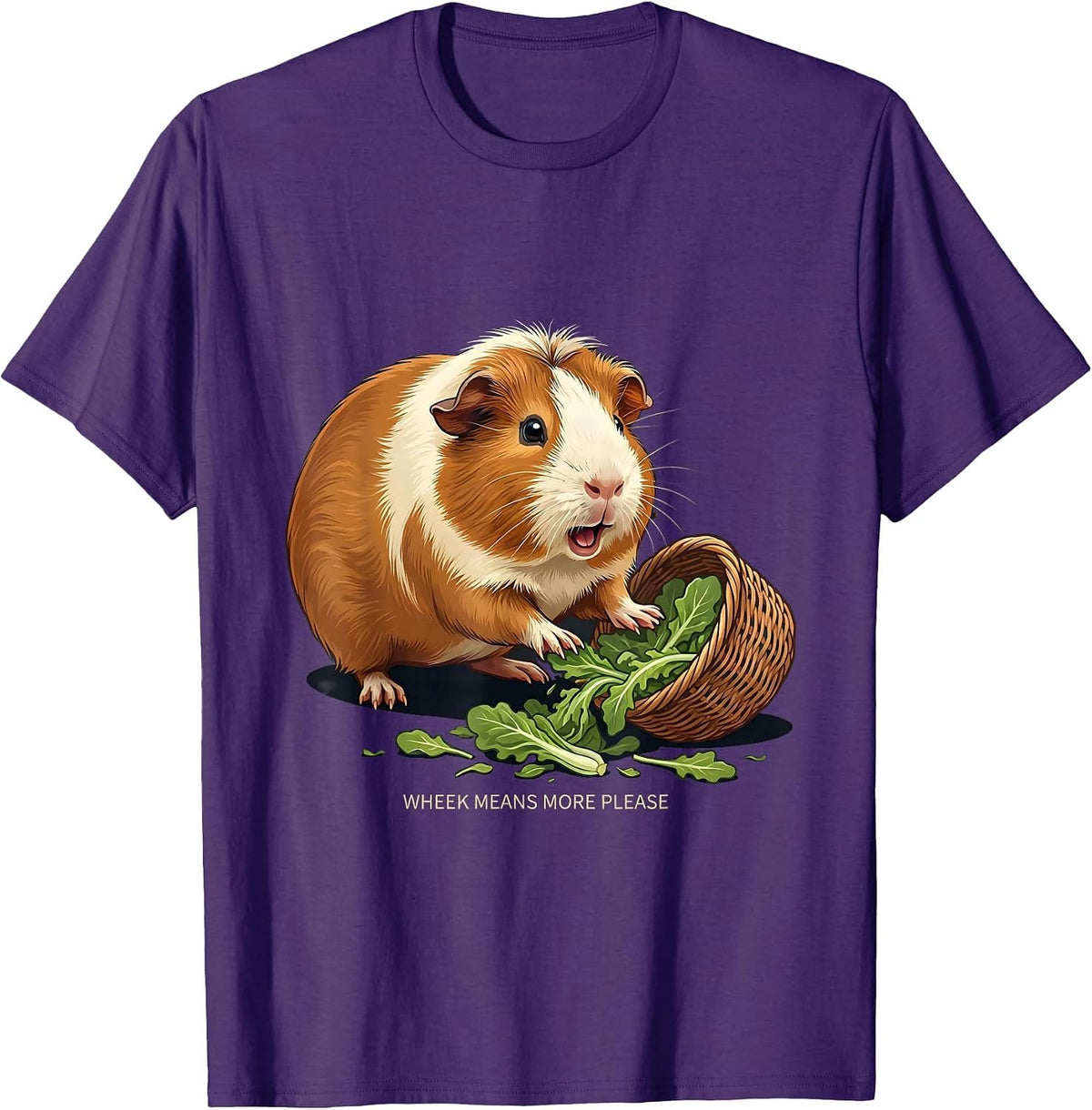 Men's Wheek Means More Please Funny Guinea Pig Pet Lover Humor T-Shirt - Purple