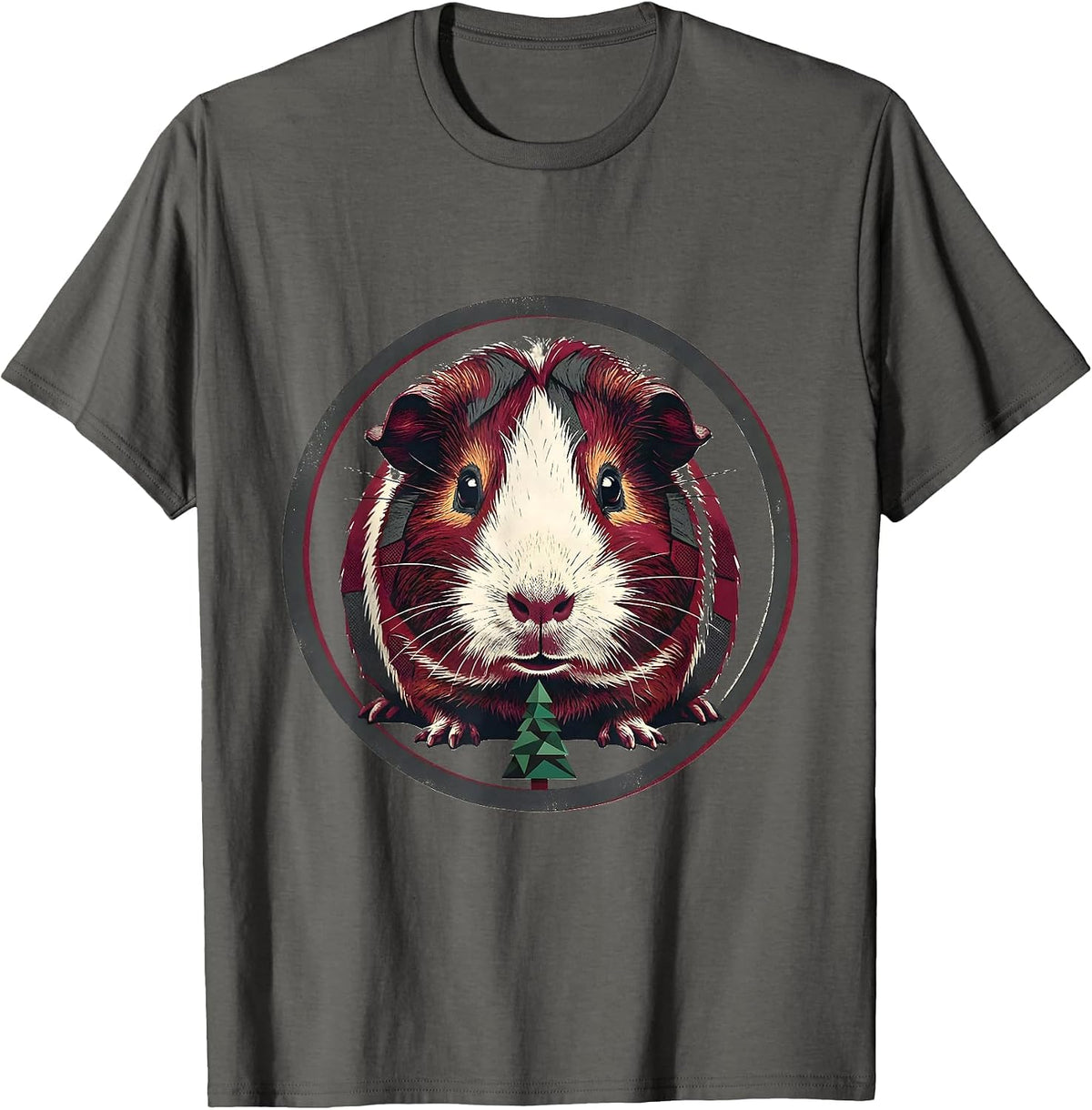 Guinea Pig Christmas Pet Lover Whimsical Holiday T-Shirt - Asphalt Grey