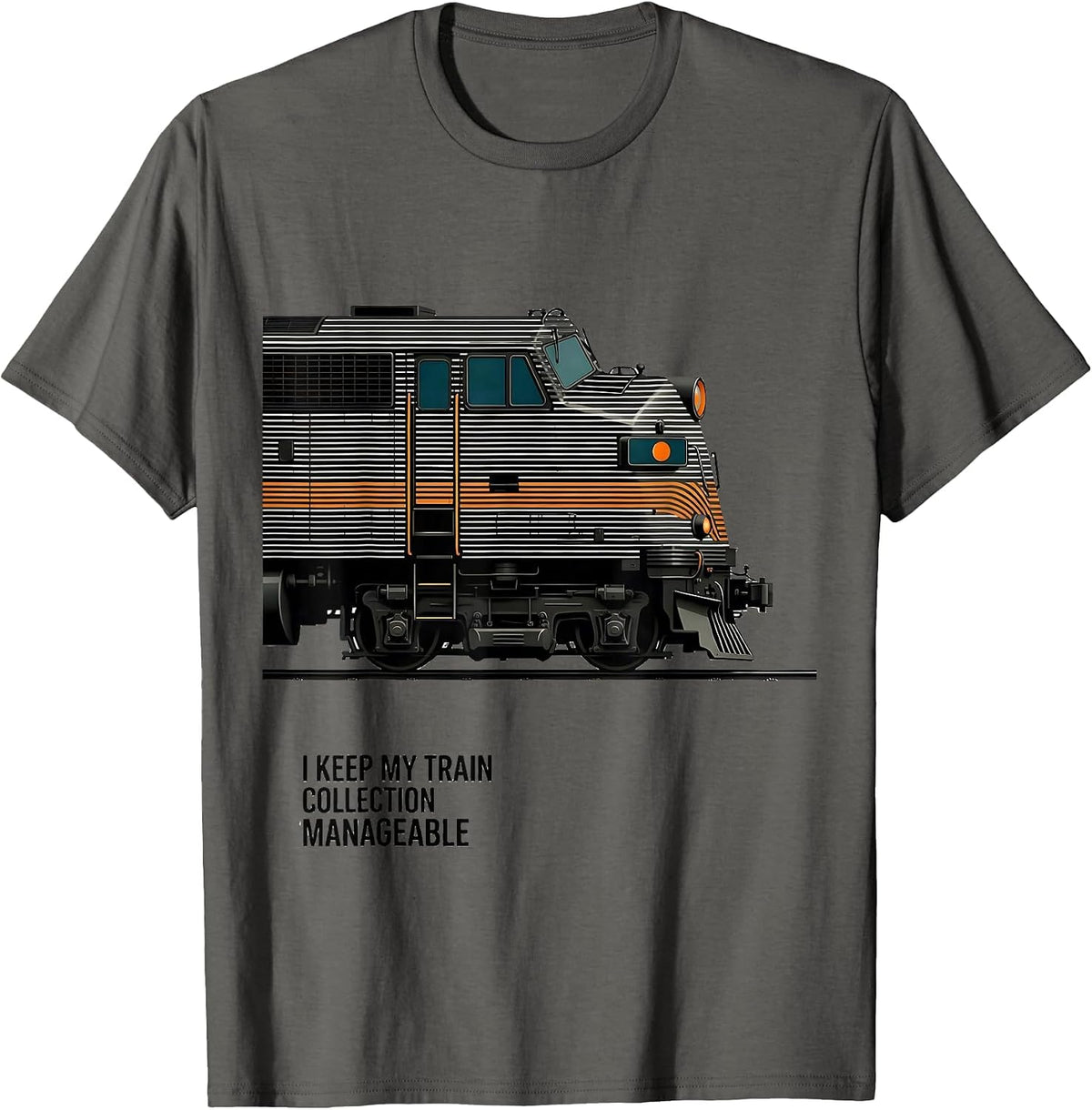 Men's I Keep My Train Collection Manageable Funny Train Enthusiast T-Shirt - Asphalt Grey