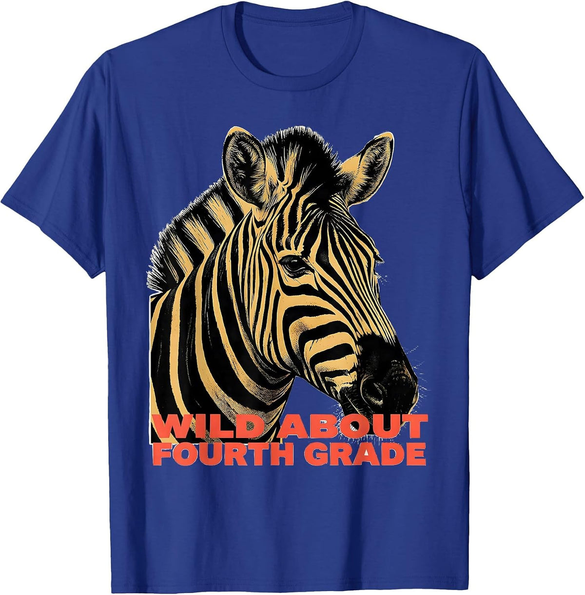 Men's Wild About Fourth Grade Playful Teacher Animal Print School T-Shirt - Royal Blue