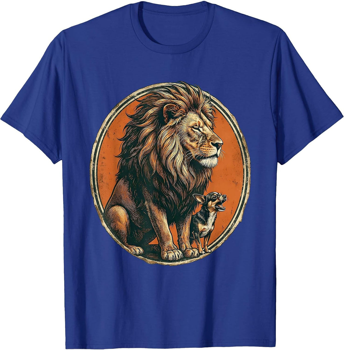 Men's Lion Unbothered by Tiny Chihuahua Graphic T-Shirt - Royal Blue
