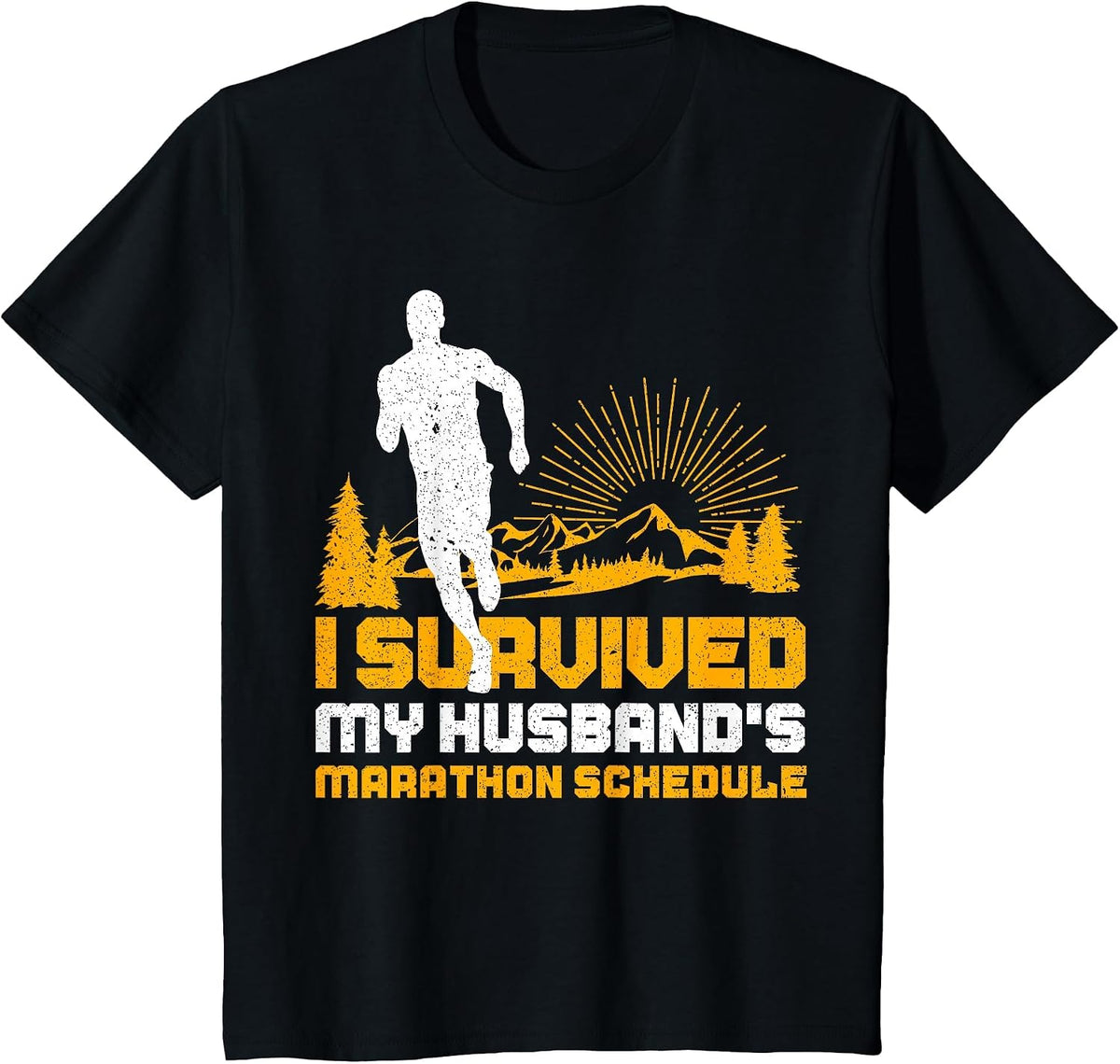 Wife of Marathon Runner Funny Running Run Athlete Gag Outfit T-Shirt - Black
