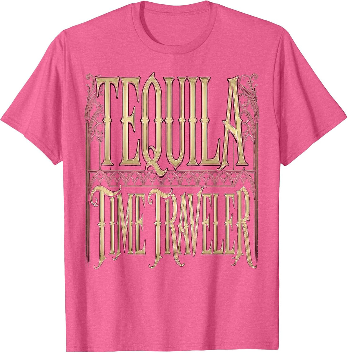 Tequila Time Traveler Cinco de Mayo Design T-Shirt - Pink Heather