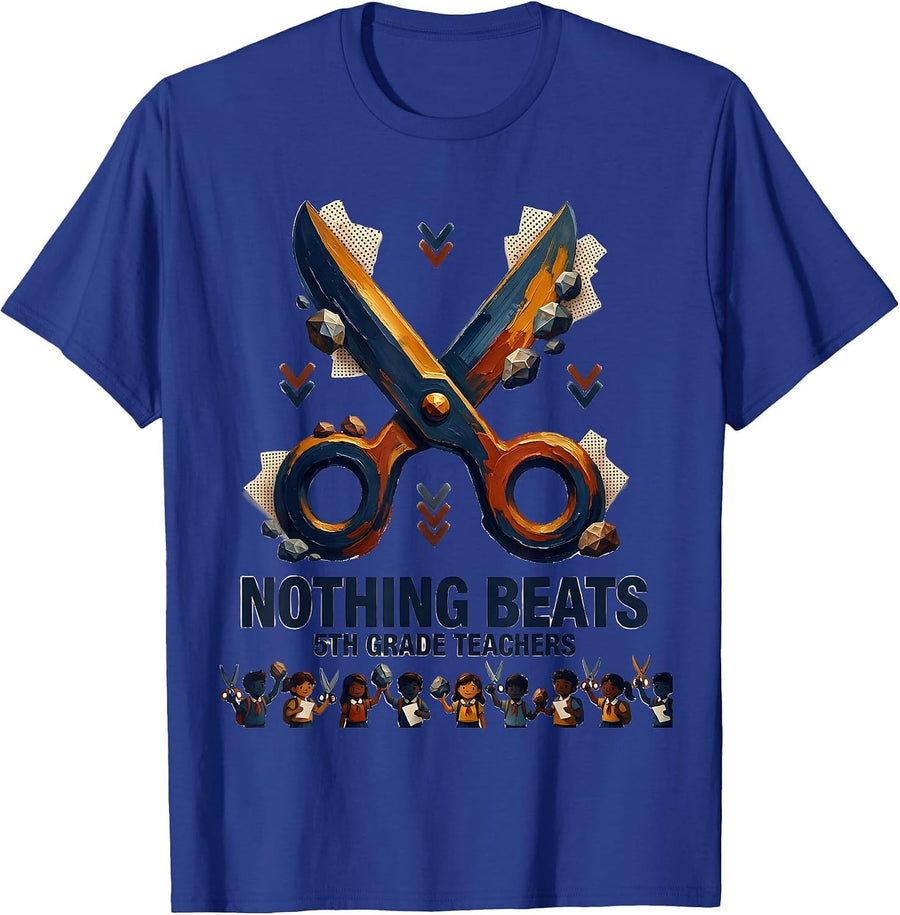 Nothing Beats 5th Grade Teachers Funny Back to School Kids T-Shirt - Royal Blue