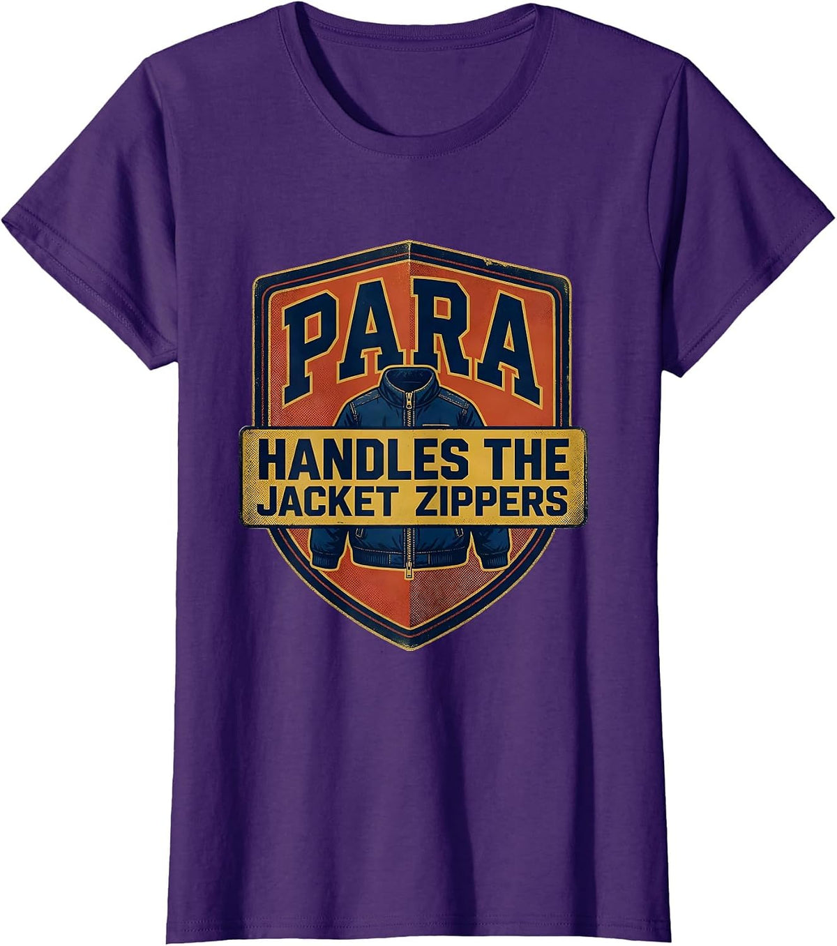 Women's PARA Handles The Jacket Zippers Funny Paraprofessional Back T-Shirt - Purple