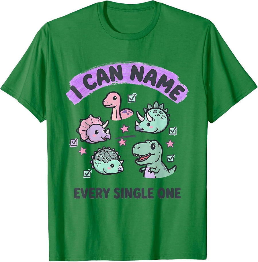 Men's I Can Name Every Single One Kawaii Dinosaur Lover Kids Humor T-Shirt - Kelly Green
